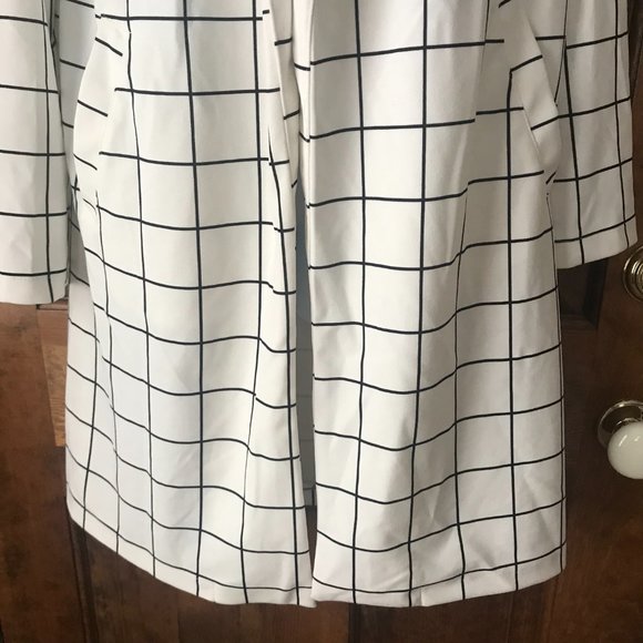 NWT Melloday White & Navy Blue Windowpane Open Coat Large - Picture 4 of 8